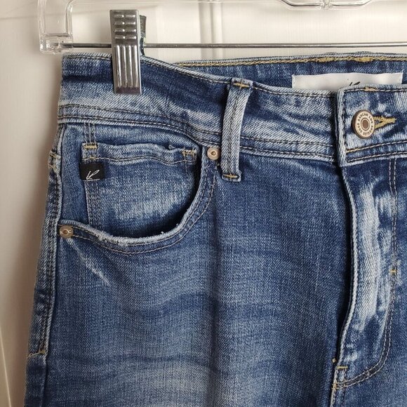 Kancan Ankle Crop Jeans Womens 7 27 Raw Hem Medium Wash Midrise Classic Stretch - Picture 11 of 12